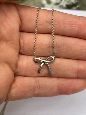 Tiffany Sterling Silver Bow Necklace - 16 inches